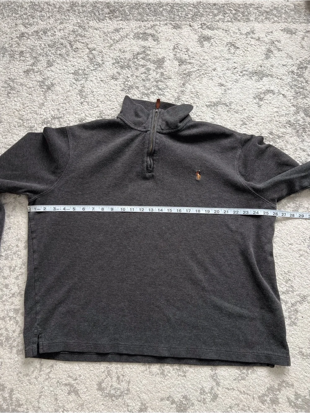 Polo Ralph Lauren Men’s Grey Quarter Zip Pullover Estate Rib Cotton Preppy Sz XL
